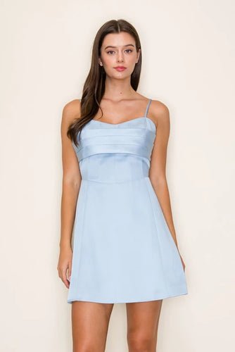 Light Blue Satin Cocktail Dress