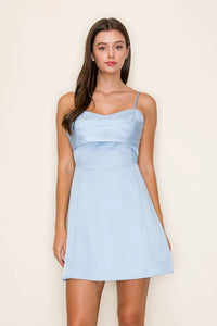 Light Blue Satin Cocktail Dress