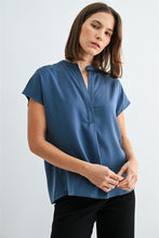 Load image into Gallery viewer, Blue Satin Dolman Slv Blouse
