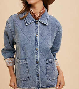 Medium Denim Quilted Jacket