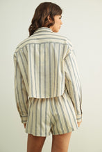 Load image into Gallery viewer, Blue Striped Button Down Top + Short Set