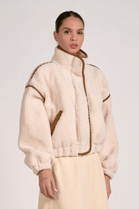 Off White/Brown Bomber Jacket