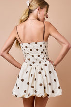 Load image into Gallery viewer, Cream/Brown Polka Dot Bubble Hem Dress