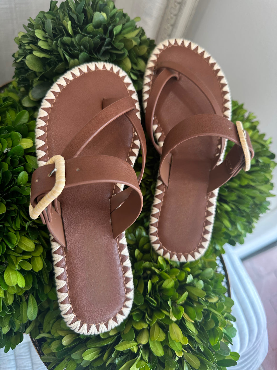 Brown Leather Stitched Sandal