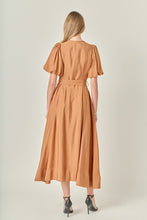 Load image into Gallery viewer, Camel Puff Slv Midi Dress