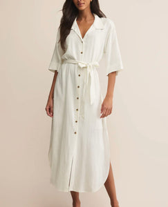 Z Supply White Brise Linen Midi Dress