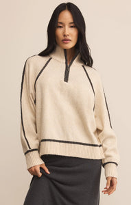 Z Supply Lt. Oatmeal Heather Alps Half Zip Sweater