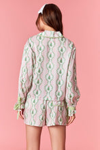 Load image into Gallery viewer, Christmas Printed Satin Top + Shorts PJ Set Pink/Green