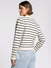 Load image into Gallery viewer, Ivory/Black Striped Button Jacket