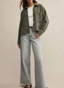 Z Supply Cropped All Day Knit Jacket-Hunter Green