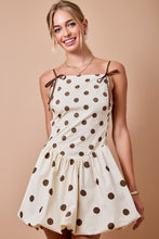 Load image into Gallery viewer, Cream/Brown Polka Dot Bubble Hem Dress