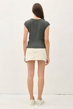 Load image into Gallery viewer, Charcoal Ribbed Cap Slv Tee