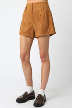 Load image into Gallery viewer, Camel Suede Shorts w/ Belt Loops