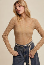 Load image into Gallery viewer, Tan Floral Mesh Mock Neck Layering Top