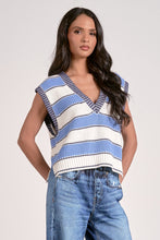 Load image into Gallery viewer, Light Blue Striped V-Neck Sweater Vest