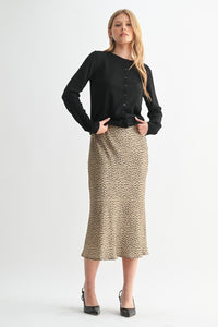 Taupe Leopard Satin Skirt