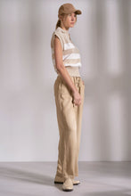 Load image into Gallery viewer, Beige Striped Collared Slvls Sweater Top