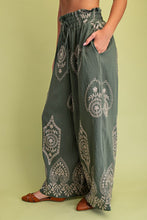 Load image into Gallery viewer, Olive Metallic Embroidery Wide Leg Pants