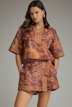 Load image into Gallery viewer, Terra Cotta Printed SS V-Neck Top