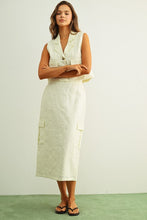 Load image into Gallery viewer, Off White Cargo Pocket Linen Skirt