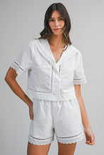Load image into Gallery viewer, Off White Embroidery SS Top + Shorts Set