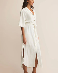 Z Supply White Brise Linen Midi Dress