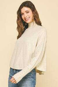 Button Detail LS Knit Sweater Oatmeal