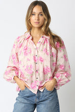 Load image into Gallery viewer, Pink Floral LS Blouse