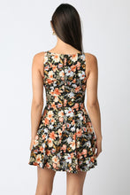 Load image into Gallery viewer, Black Denim Multi Floral Slvls Dress