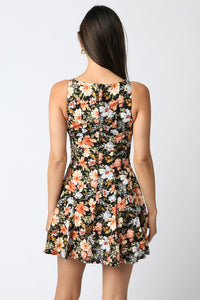 Black Denim Multi Floral Slvls Dress