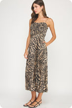 Load image into Gallery viewer, Zebra Print Pleated Satin Midi Dress