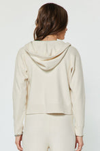 Load image into Gallery viewer, Ivory LS Zip Up Cropped Sweater Hoodie