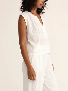 Z Supply White Cliffside V-Neck Airy Top