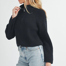 Load image into Gallery viewer, Soft Ribbed Half Zip Sweater Black