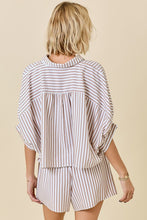 Load image into Gallery viewer, Mocha/White Striped Oversized Shirt w/ Shorts Set