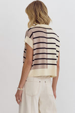 Load image into Gallery viewer, Cream Multi Colorblock Striped SS Top w/ Zipper