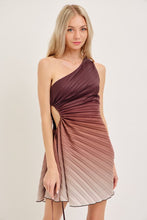 Load image into Gallery viewer, Brown Ombré Pleated Cut Out Waist Dress