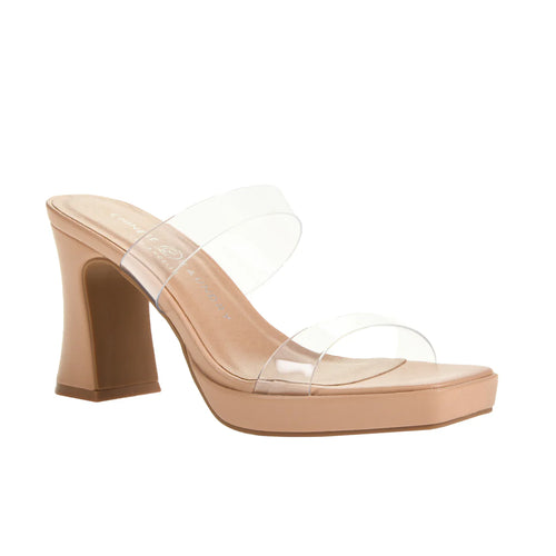 CL Comfortable Nude Clear Strap Heel