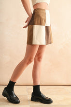 Load image into Gallery viewer, Brown Combo Patch Work Suede Skirt