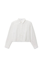 Load image into Gallery viewer, Perfect White Tee White Poplin LS Woven Button Top