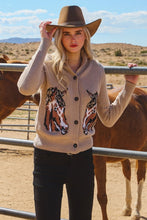 Load image into Gallery viewer, Taupe/Brown Horse Knit Cardigan