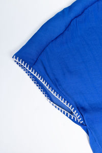 Whipstitch SS V-Neck Blouse Blue