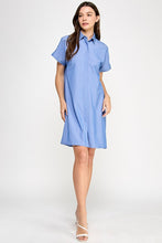 Load image into Gallery viewer, Blue Striped SS Shirt Dress