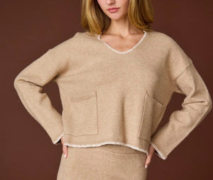 Taupe Stitch Detail Sweater