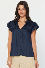 Load image into Gallery viewer, Navy Flutter Slv Tie Frnt Top