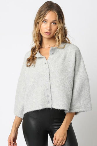 Favorite Fuzzy Sweater Cardigan Lt. Heather Grey
