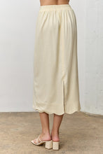 Load image into Gallery viewer, Butter Yellow Linen Scallop Edge Midi Skirt
