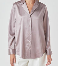 Load image into Gallery viewer, Grey/Purple Satin LS Top