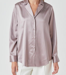 Grey/Purple Satin LS Top