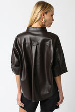 Load image into Gallery viewer, Brown Leather SS Button Down Top